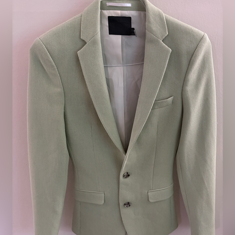 Men's Mint Green Textured Blazer